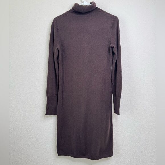 Sofiacashmere 100% Cashmere Turtleneck Sweater Dress Brown Sz M Soft Old Money - Picture 5 of 6